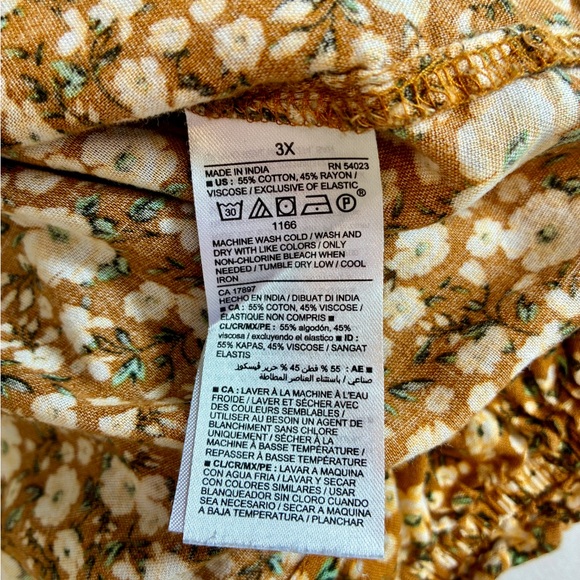 Old Navy Top Women’s 3X Brown Floral Smocked Peasant Blouse Boho Cottagecore - Picture 10 of 12